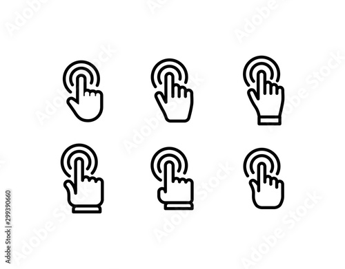 Hand click vector icons. Clicking hands pointer collection.