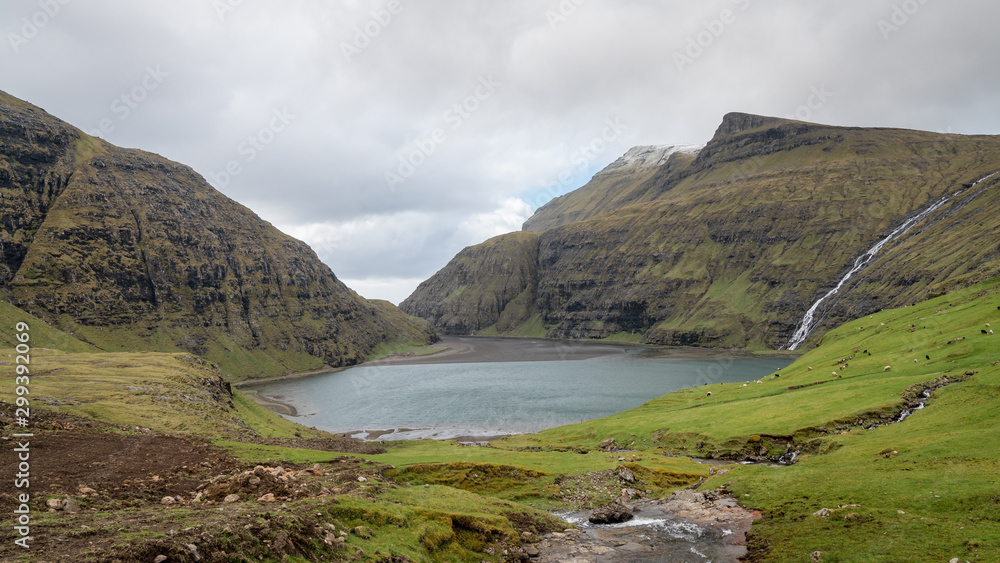Landscape and lake from Village of Saksun, Faroe Islands, Denmark