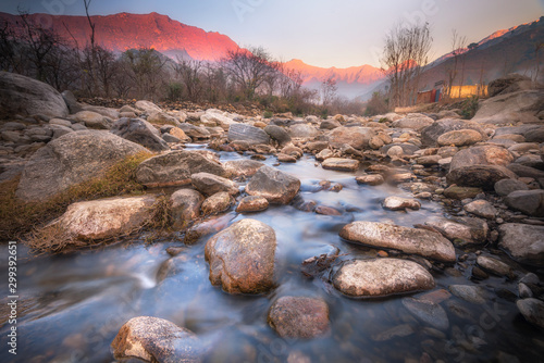 River Karakarr gushing through rocks  of Swat valley,Pakistan. photo