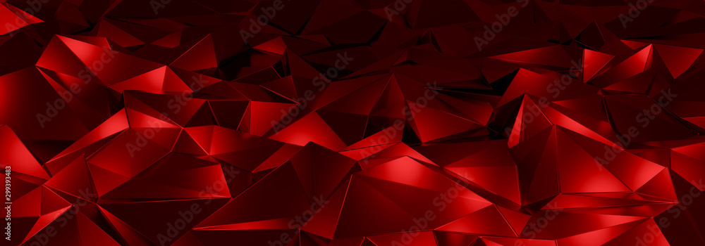 3d ILLUSTRATION, of abstract red crystal background, triangular texture, wide panoramic for wallpaper 3d ILLUSTRATION, of abstract red crystal background, triangular texture, wide panoramic for wallpaper
