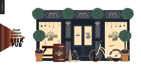 Fotobehang Kroeg Illustratie van ambachtelijke brouwerij gevel  © grivina