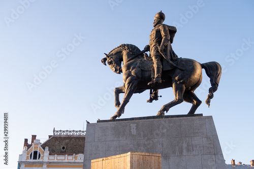 Statue of King Mihai Viteazul in Cluj-Napoca Romania photo