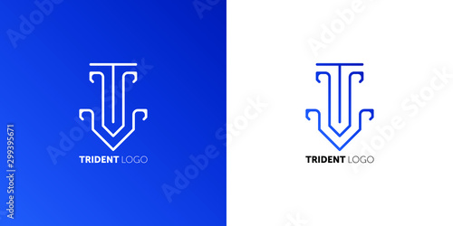 Trident Logo Template vector icon illustration design. abstract color gradient logotype. trident icon