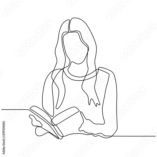 teenager girl reading book ...