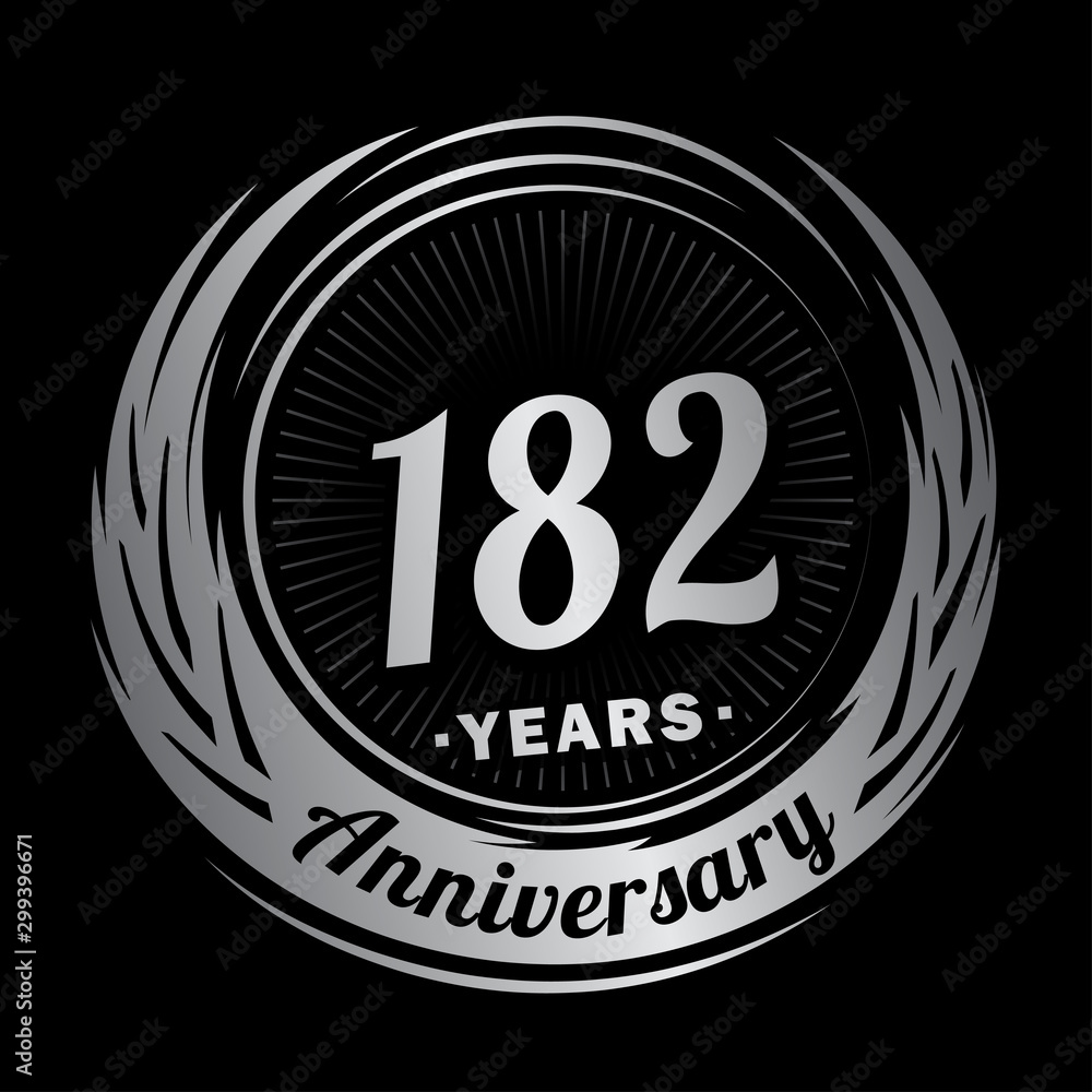 182 years anniversary. Anniversary logo design. One hundred and eighty-two years logo.