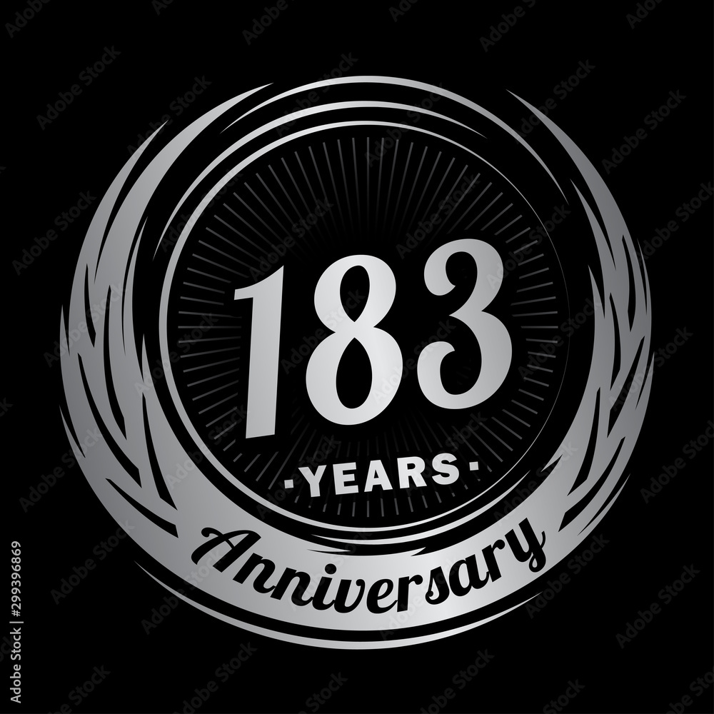 183 years anniversary. Anniversary logo design. One hundred and eighty-three years logo.