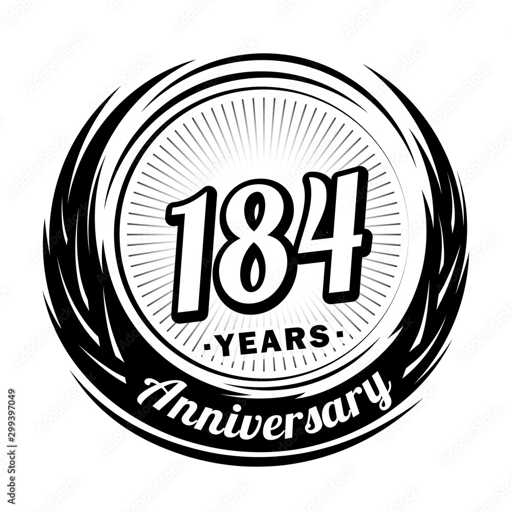 184 years anniversary. Anniversary logo design. One hundred and eighty-four years logo.