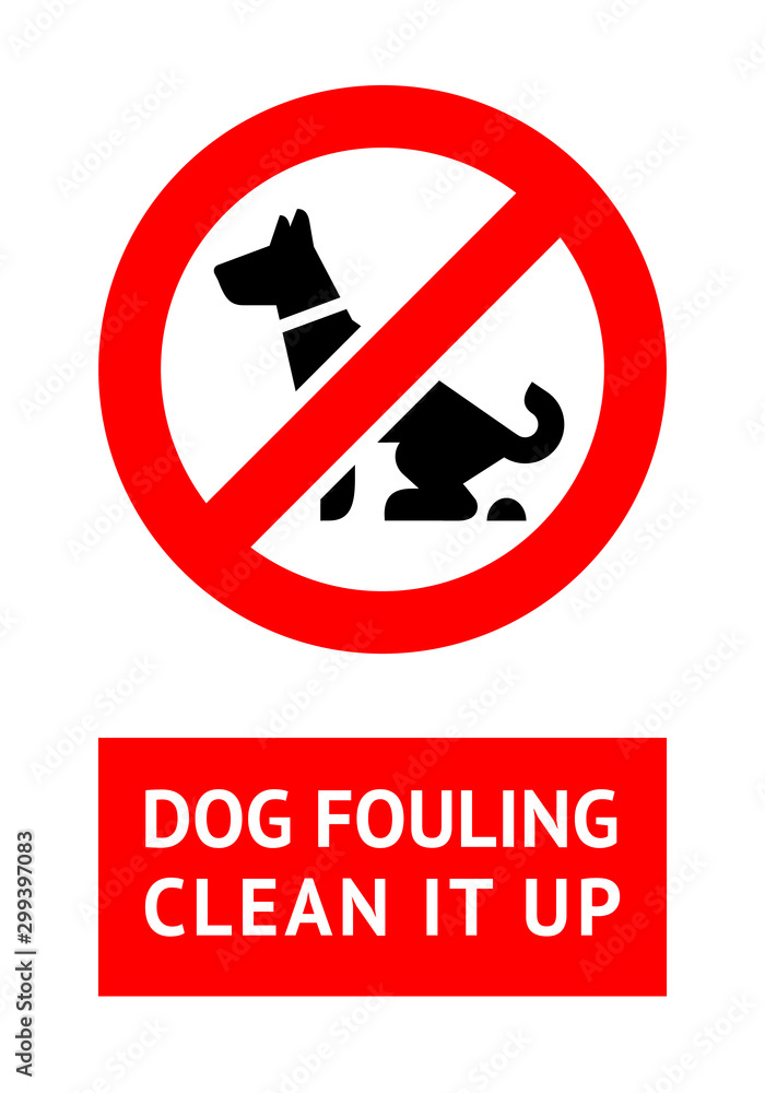 No dog fouling sign, modern trendy label for city No dog fouling sign, modern trendy label for city