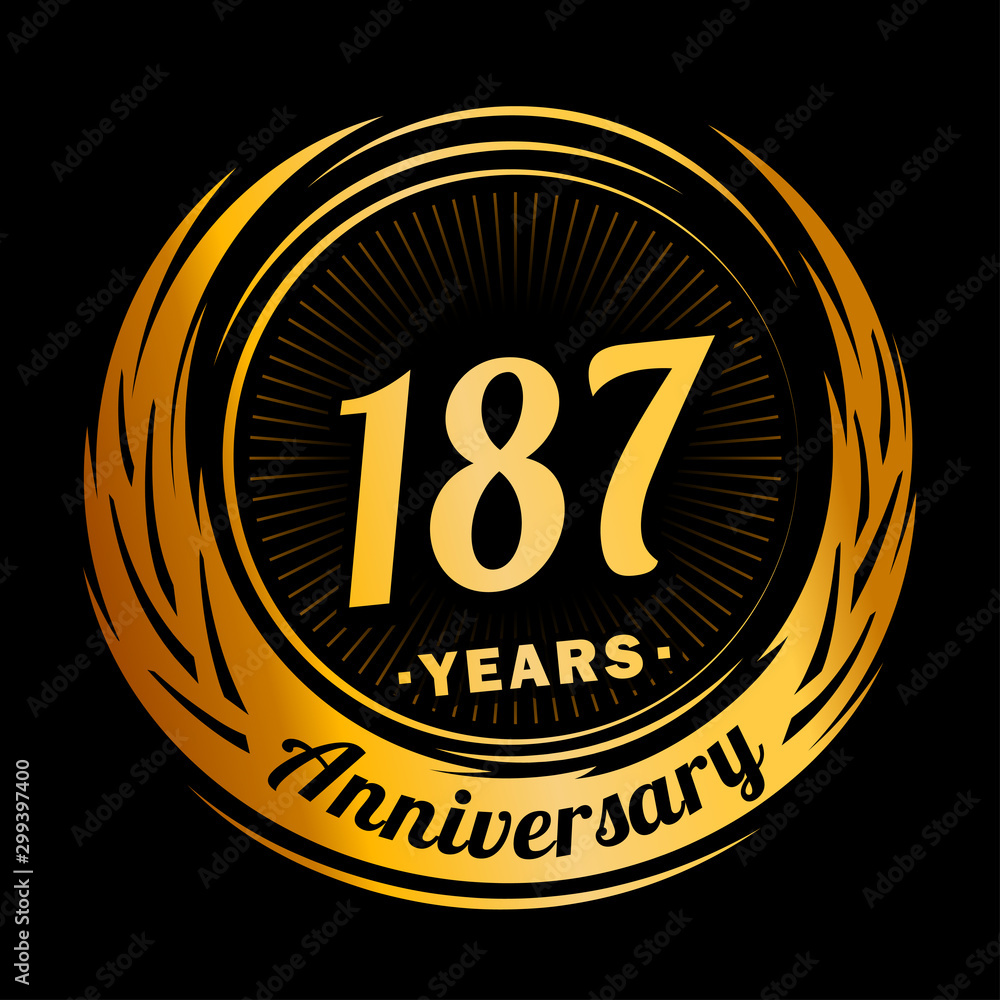 187 years anniversary. Anniversary logo design. One hundred and eighty-seven years logo.