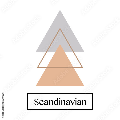Absctract nordic triangle geometric design for decoration interior, print posters, card, banner, wrapping in modern scandinavian style in vector