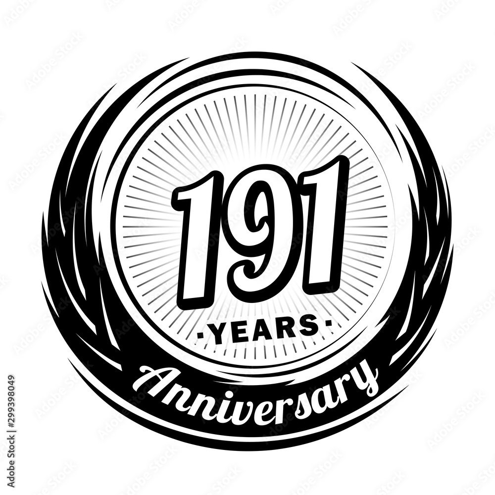 191 years anniversary. Anniversary logo design. One hundred and ninety-one years logo. 191 years anniversary. Anniversary logo design. One hundred and ninety-one years logo.