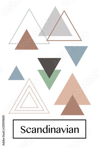 Absctract nordic  triangle geometric design for decoration interior  print posters  card  banner  wrapping in modern scandinavian style in vector