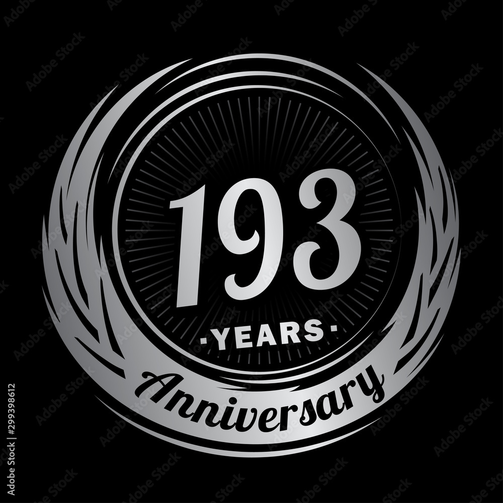 193 years anniversary. Anniversary logo design. One hundred and ninety-three years logo.