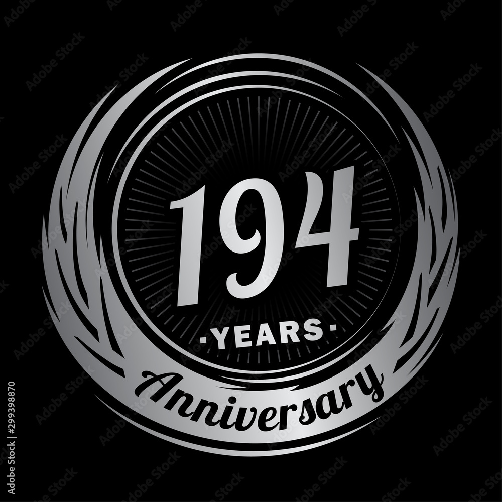 194 years anniversary. Anniversary logo design. One hundred and ninety-four years logo.