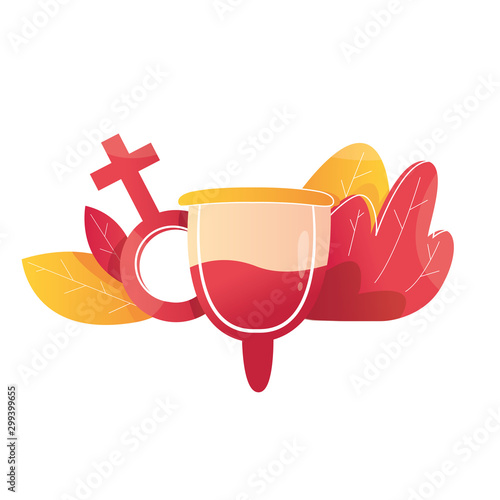 Modern vector illustration of menstrual cup. Concept of feminine hygiene, medicine, menstruation. Female sanitary cups. Woman secure.