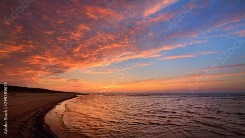 Fototapeta Naklejka Na Ścianę i Meble -  Sunset Baltic sea shore in Latvia with at the pink sunset