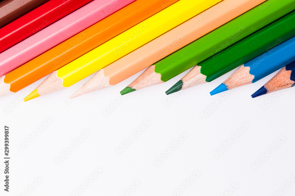 Fototapeta premium color pencils on a white background