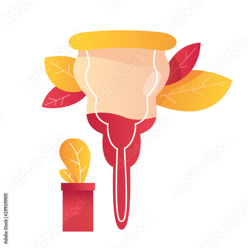 Modern vector illustration of menstrual cup. Concept of feminine hygiene, medicine, menstruation. Female sanitary cups. Woman secure.