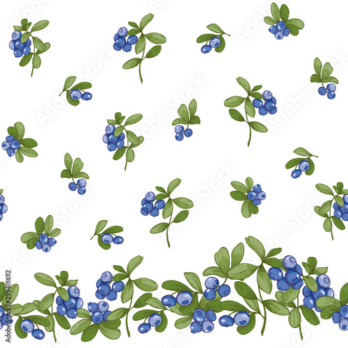 Blueberry. Seamless pattern, background. Graphic drawing engraving style vector illustration