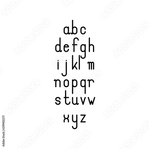 Simple minimalistic thin line font with lowercase letters. Linear typeface. Vector illustration.