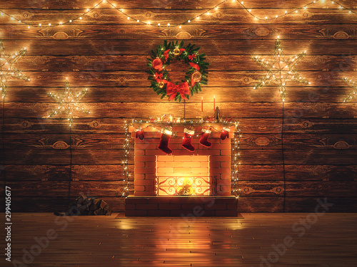3D Rendering Christmas interior