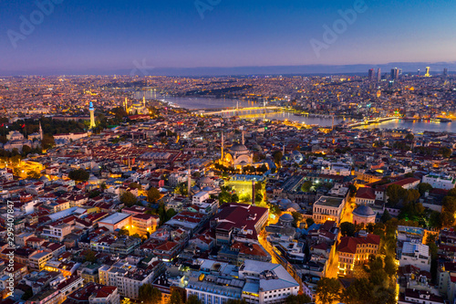 Aerial view of Istanbul city at sunrise in Turkey. © tawatchai1990