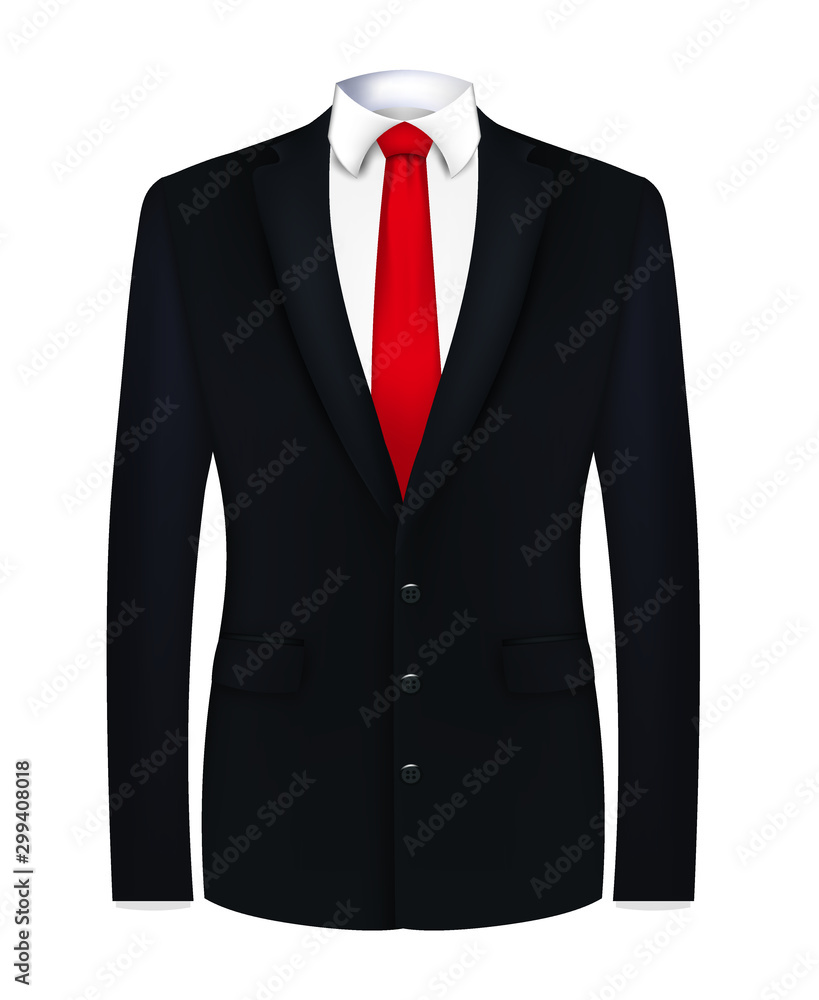 Red tie, white shirt and black suit. up. vector Stock Vector | Adobe Stock