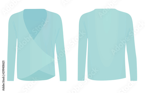 Women blue long sleeve shirt. vector illustration