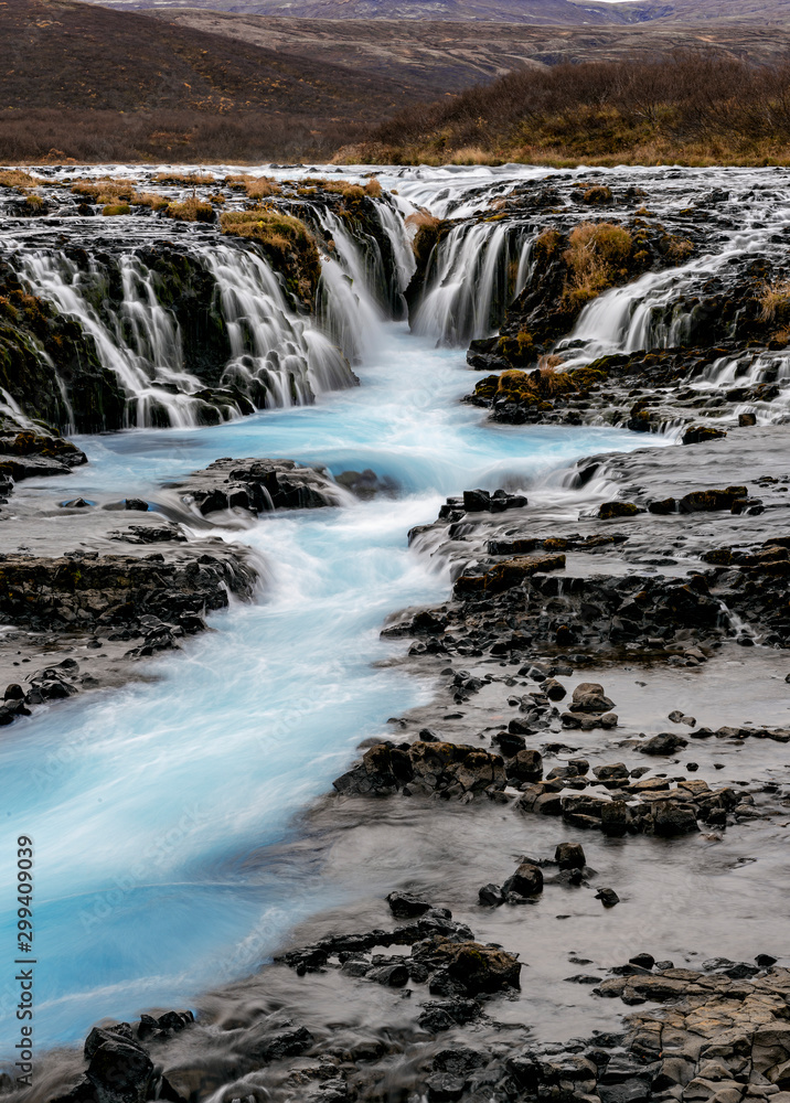 Brúarfoss waterfall Iceland in autumn. Brúarfoss waterfall Iceland in autumn.