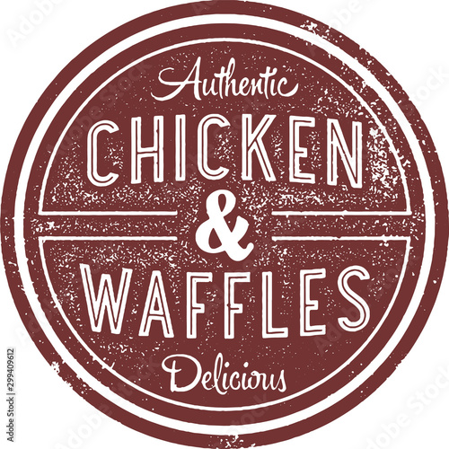 Fried Chicken and Waffles Vintage Restaurant Sign