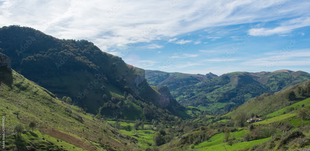 Green valley in the region of Cantabria