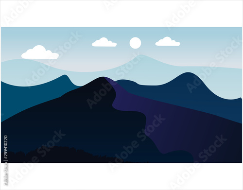 Fototapeta Naklejka Na Ścianę i Meble -  Gradient mountains landscape background Vector design illustration