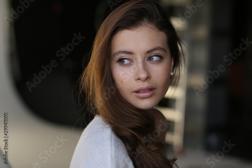 Beautiful young female brunette model