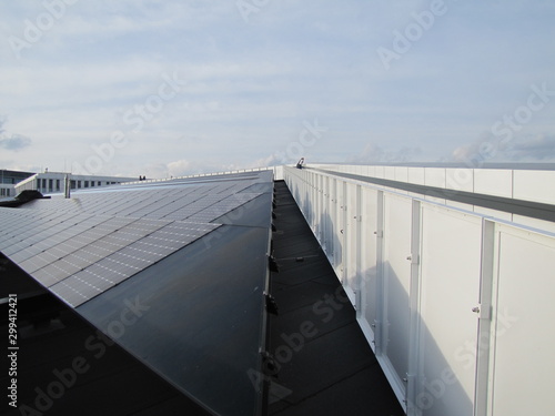 Photography Skywalk of the Futurium Building with Photovoltaic Panels in Berlin, Germany