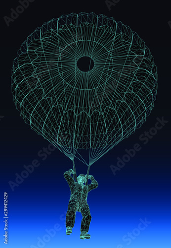 man falling in a parachute