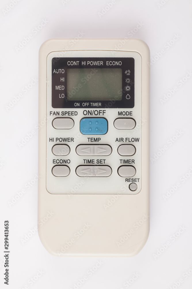 Air conditioner remote control on white background Air conditioner remote control on white background