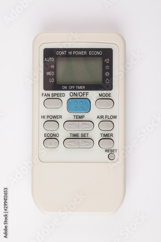 Air conditioner remote control on white background