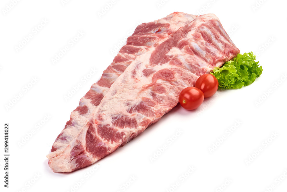 Pork belly ribs, isolated on white background Pork belly ribs, isolated on white background