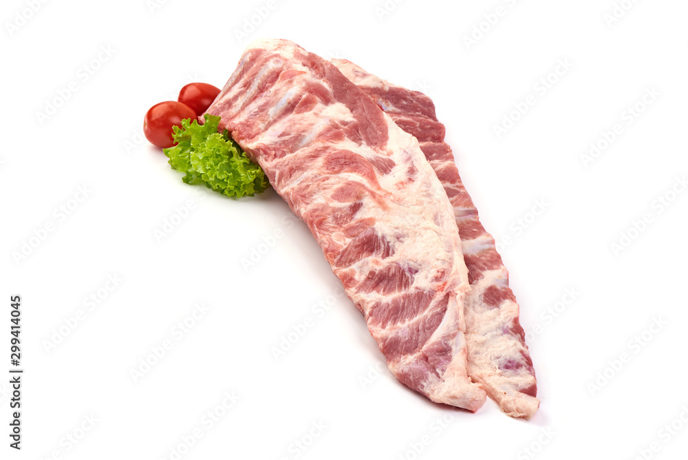 Pork belly ribs, isolated on white background