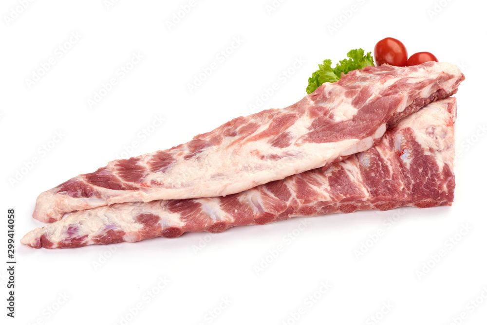 Pork belly ribs, isolated on white background