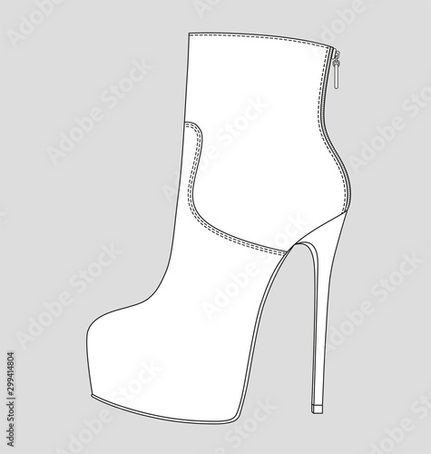 High heels ankle boot fashion flat tempplate