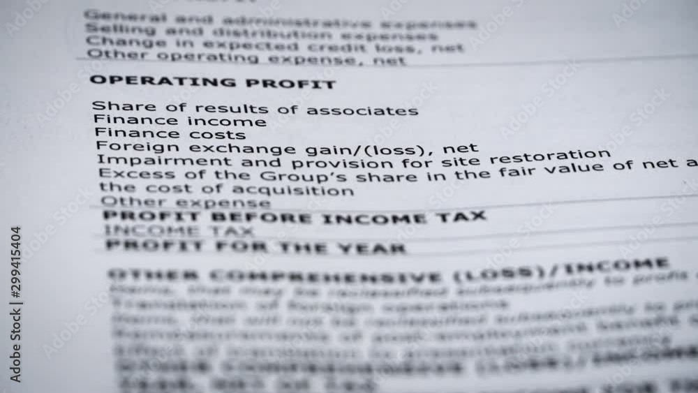 Finance statement report of company. revenue and profit statistics Finance statement report of company. revenue and profit statistics
