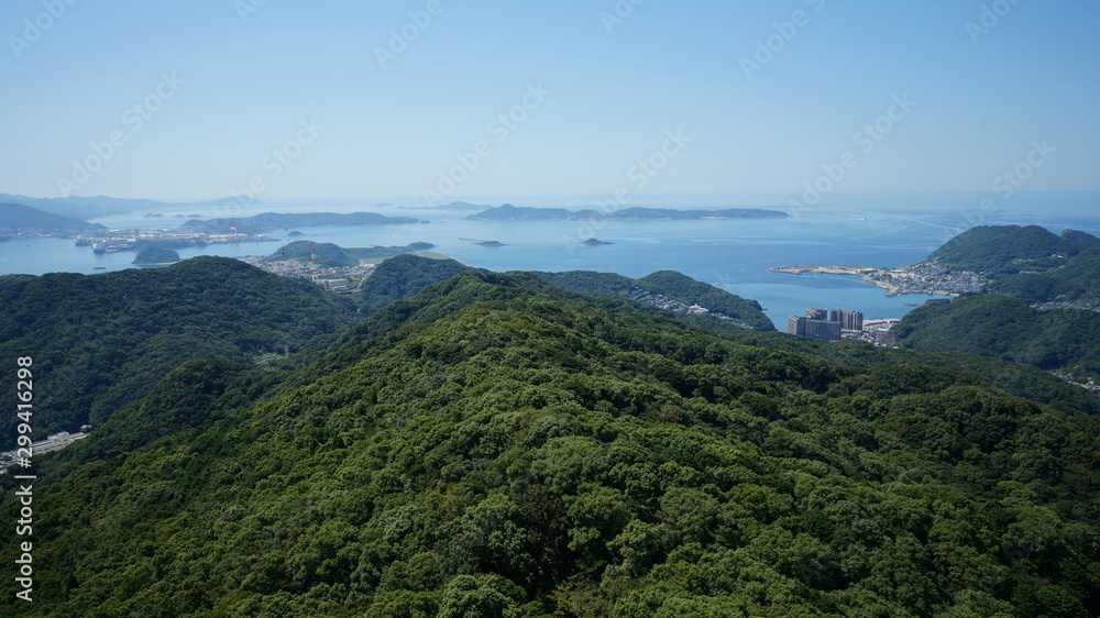 Panoramic aerial views of Nagasaki city from the mount Inasa observation platform, Kyushu, Japan.