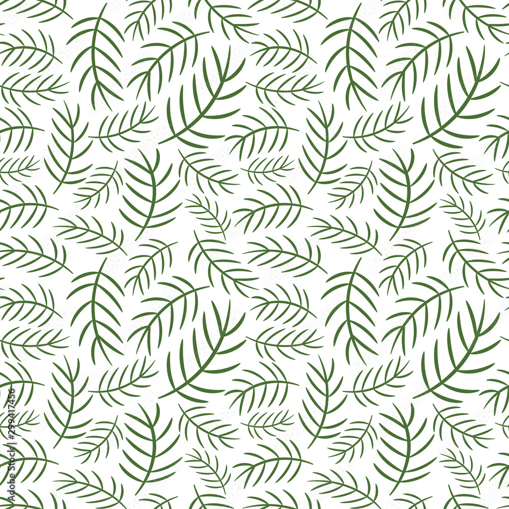 Simple vector pattern for winter and Christmas product design with green cartoon pine branches Simple vector pattern for winter and Christmas product design with green cartoon pine branches