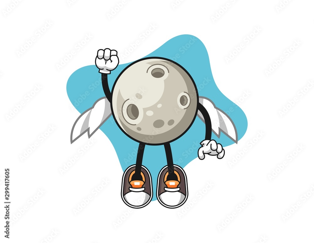 Fototapeta premium Moon fly cartoon. Mascot Character vector.