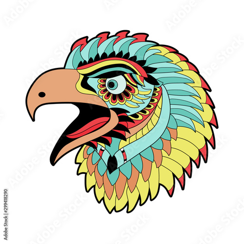Vector illustration of a colored bird head