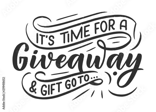 Vintage card with giveaway lettering. Calligraphy text. Decoration template. Vector illustration for holiday design.