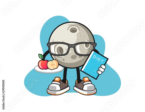 Moon dietitian cartoon. Mascot Character vector.