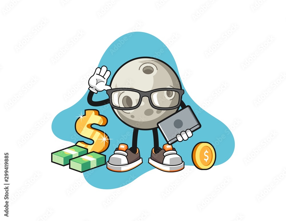 Moon freelancer cartoon. Mascot Character vector. Moon freelancer cartoon. Mascot Character vector.