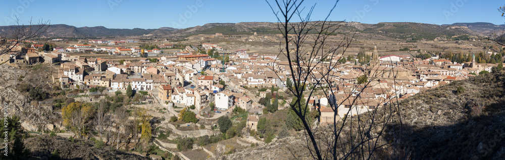 Rubielos de Mora village from above, one of the most beautiful towns in Spain